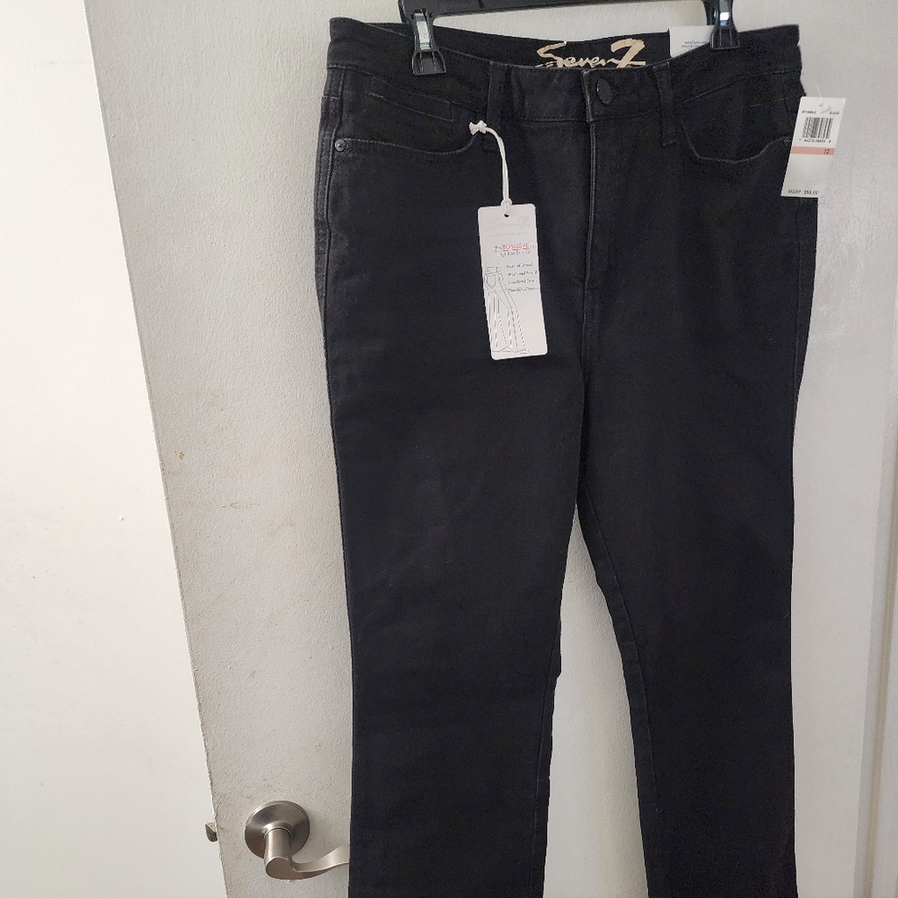 NWT SEVEN7 JEANS SIZE 12 HIGH RISE BOOTCUT BLACK